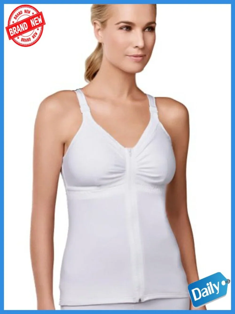 Zip Front Post-Surgery Camisole Cotton Spandex Sleeveless Tank